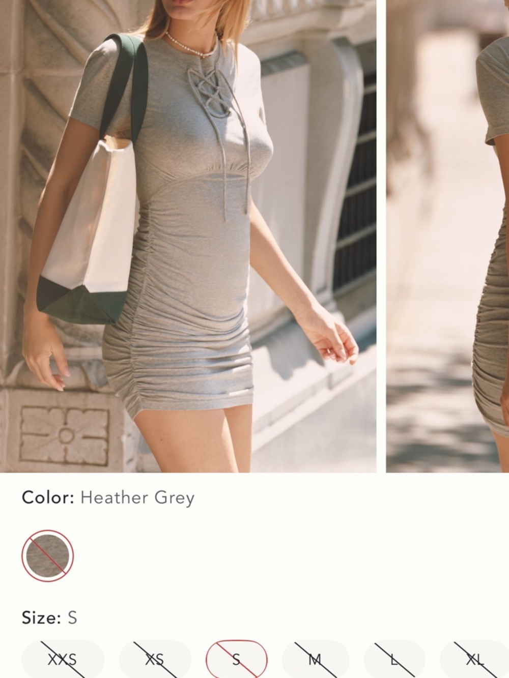 Anthropologie Heather Grey Ruched Mini Dress